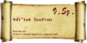 Vétek Szofron névjegykártya